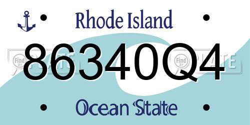 86340Q4 Rhode Island License Plate