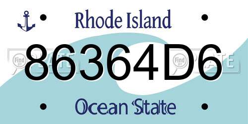 86364D6 Rhode Island License Plate