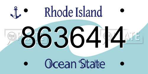 86364I4 Rhode Island License Plate