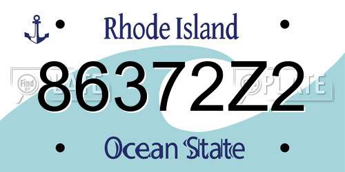 86372Z2 Rhode Island License Plate