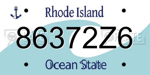 86372Z6 Rhode Island License Plate