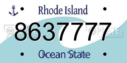 8637777 Rhode Island License Plate