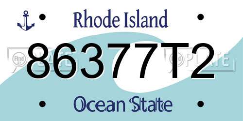 86377T2 Rhode Island License Plate