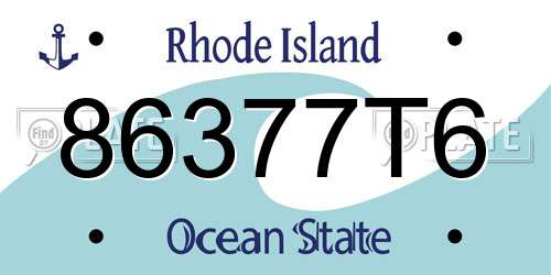 86377T6 Rhode Island License Plate
