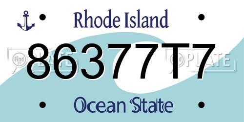 86377T7 Rhode Island License Plate