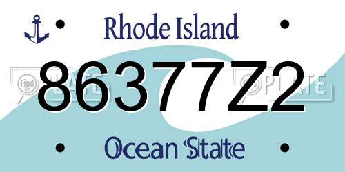 86377Z2 Rhode Island License Plate