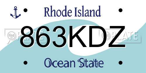 863KDZ Rhode Island License Plate