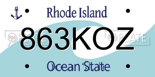 863KOZ Rhode Island License Plate