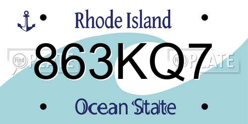 863KQ7 Rhode Island License Plate