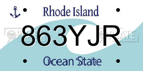 863YJR Rhode Island License Plate
