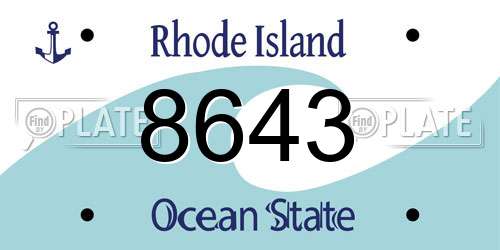 8643 Rhode Island License Plate