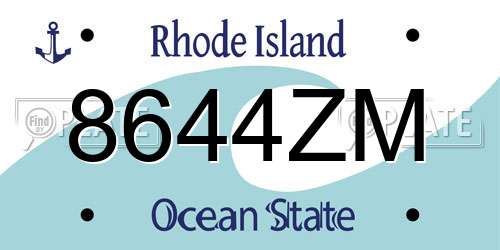 8644ZM Rhode Island License Plate