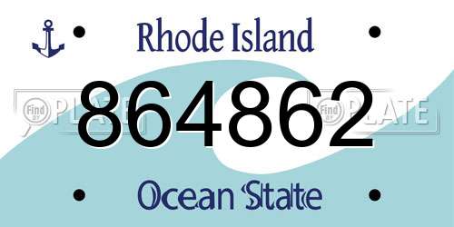 864862 Rhode Island License Plate