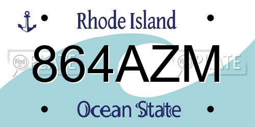 864AZM Rhode Island License Plate