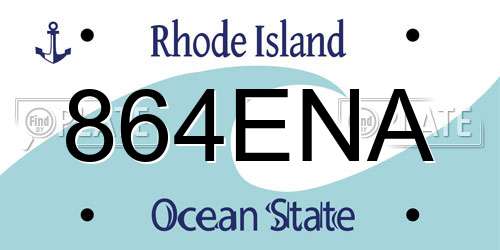 864ENA Rhode Island License Plate