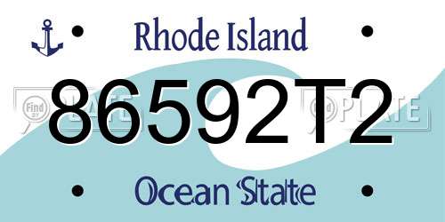 86592T2 Rhode Island License Plate
