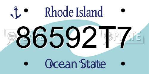 86592T7 Rhode Island License Plate