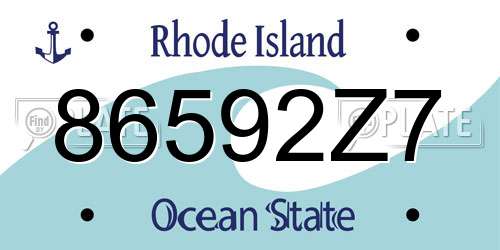 86592Z7 Rhode Island License Plate