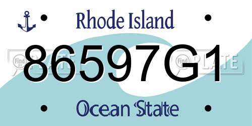 86597G1 Rhode Island License Plate