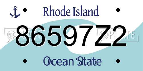 86597Z2 Rhode Island License Plate