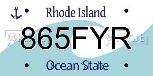 865FYR Rhode Island License Plate