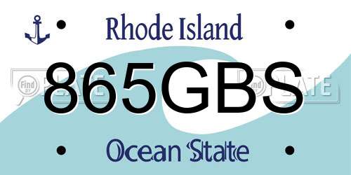 865GBS Rhode Island License Plate