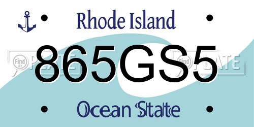 865GS5 Rhode Island License Plate
