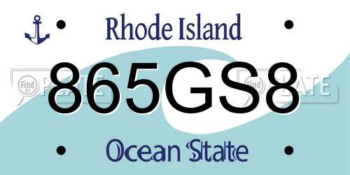 865GS8 Rhode Island License Plate