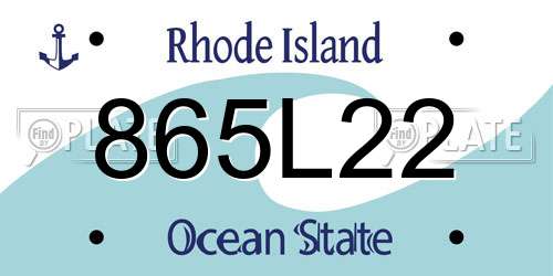 865L22 Rhode Island License Plate