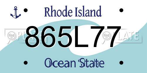 865L77 Rhode Island License Plate