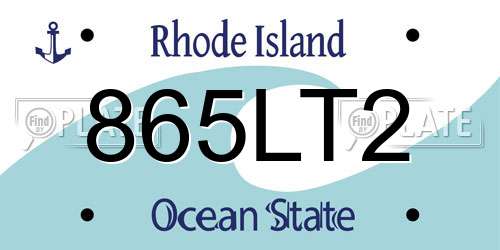 865LT2 Rhode Island License Plate