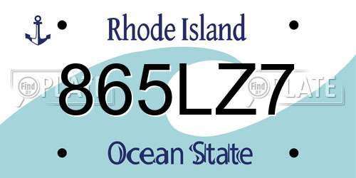 865LZ7 Rhode Island License Plate