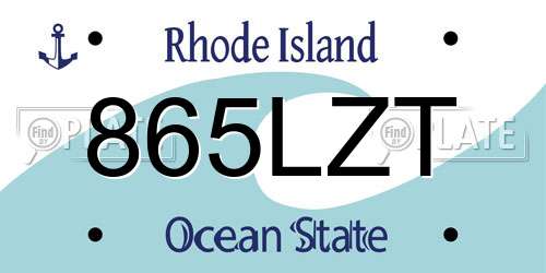 865LZT Rhode Island License Plate