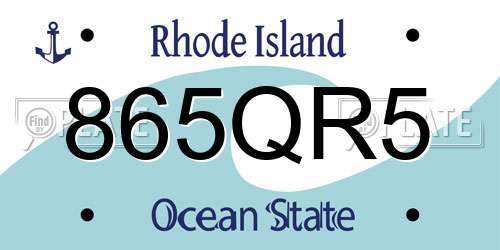 865QR5 Rhode Island License Plate