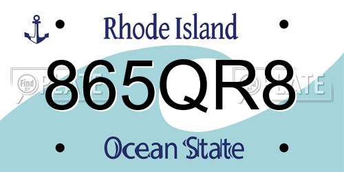 865QR8 Rhode Island License Plate