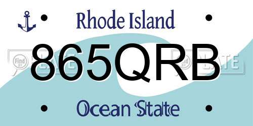 865QRB Rhode Island License Plate