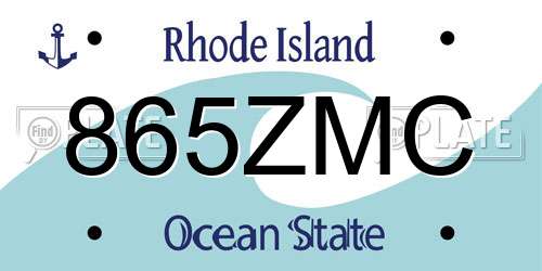 865ZMC Rhode Island License Plate