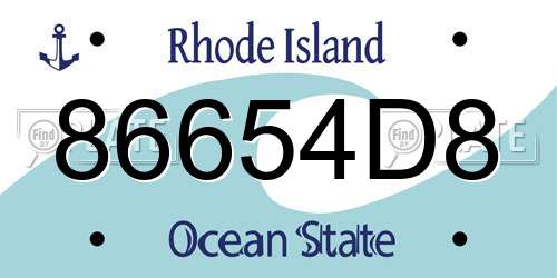 86654D8 Rhode Island License Plate
