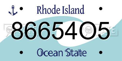 86654O5 Rhode Island License Plate
