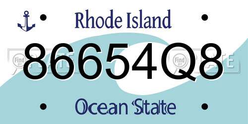 86654Q8 Rhode Island License Plate