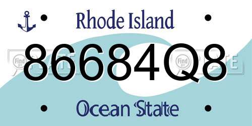 86684Q8 Rhode Island License Plate