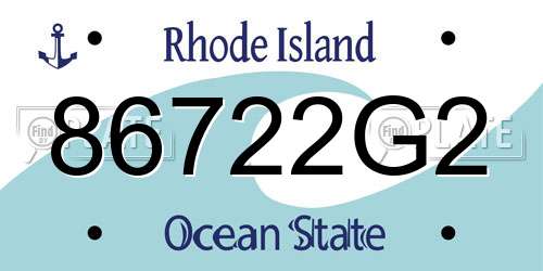 86722G2 Rhode Island License Plate