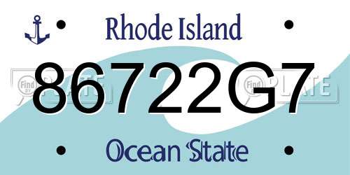 86722G7 Rhode Island License Plate