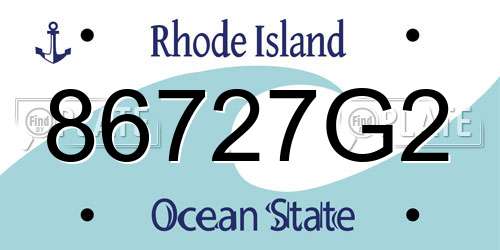 86727G2 Rhode Island License Plate