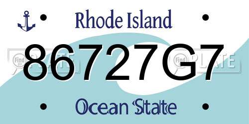 86727G7 Rhode Island License Plate