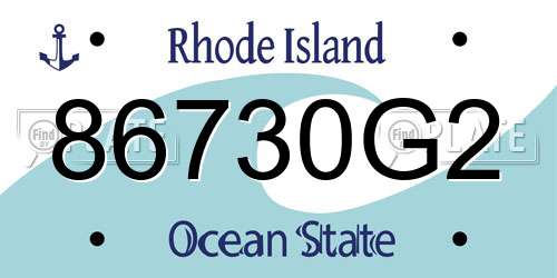 86730G2 Rhode Island License Plate