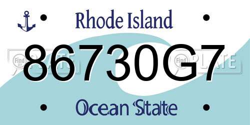 86730G7 Rhode Island License Plate