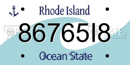 86765I8 Rhode Island License Plate