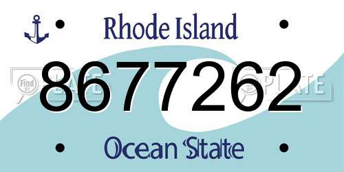 8677262 Rhode Island License Plate