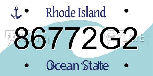 86772G2 Rhode Island License Plate